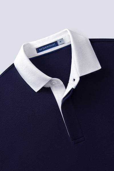 VISDRY™ Pique Contrast Collar Polo | Navy NNY096