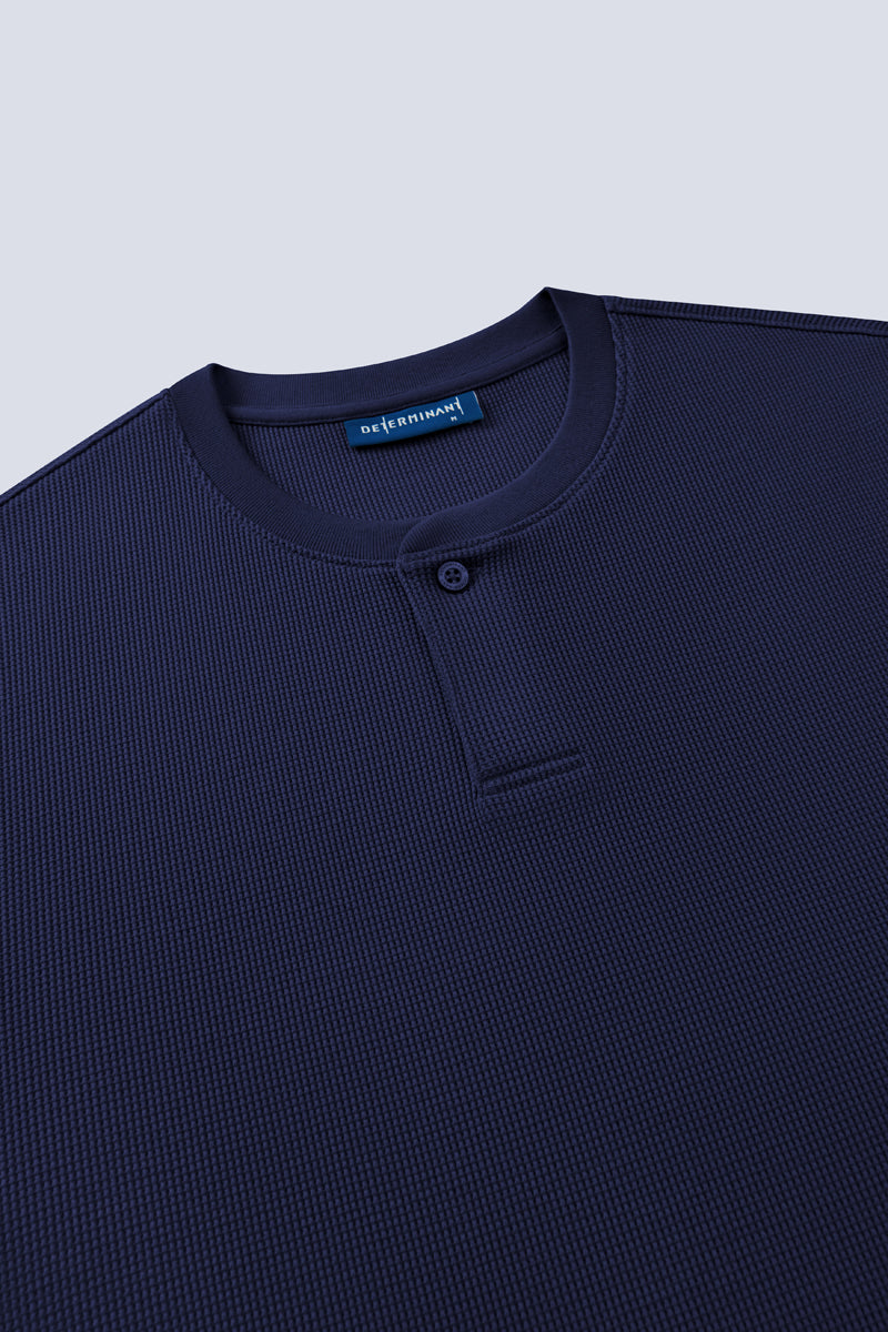 Regal Waffle Henley | Navy NNY096