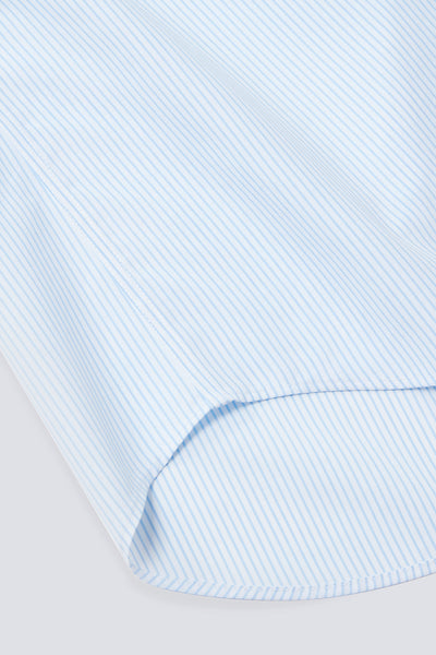 Wrinkle-Free Poplin Short Sleeve Dress Shirt | Light Blue Stripes 15103N