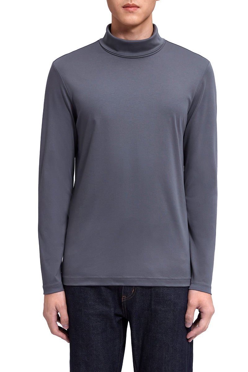 Roll Neck Long Sleeve T-Shirt | Dark Grey GYE149