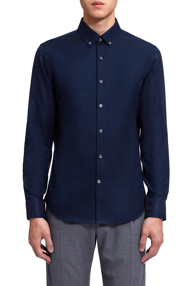 Light Flannel Button-Down Smart Shirt | Navy 3260KM