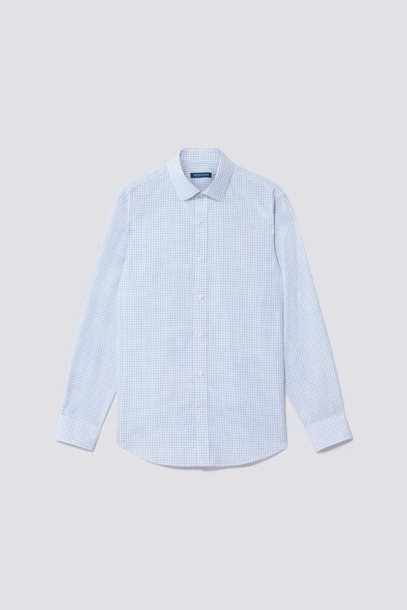 Wrinkle-Free Poplin Dress Shirt | Blue Check 16787N