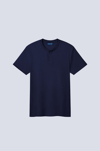Regal Waffle Henley | Navy NNY096