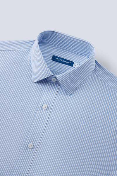 Wrinkle-Free Poplin Dress Shirt | Light Blue Stripes 25670N