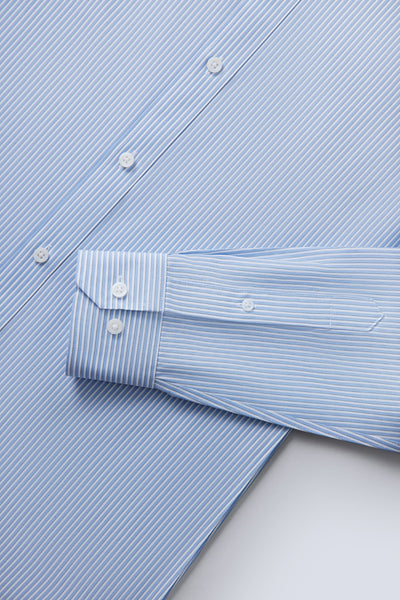 Wrinkle-Free Poplin Dress Shirt | Light Blue Stripes 25670N