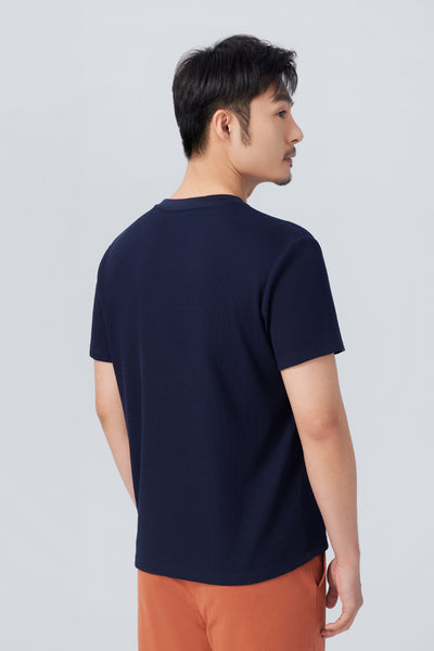 Regal Waffle Henley | Navy NNY096