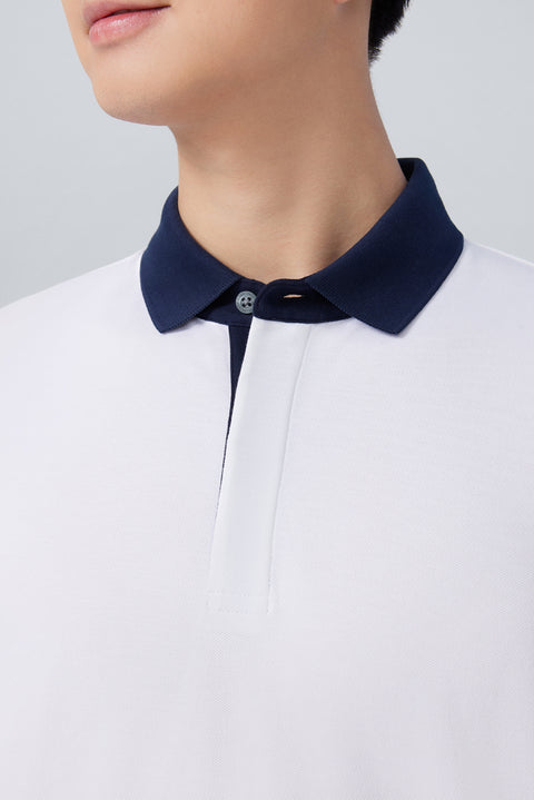 VISDRY™ 珠地拼色領 Polo | 白 WH001Z