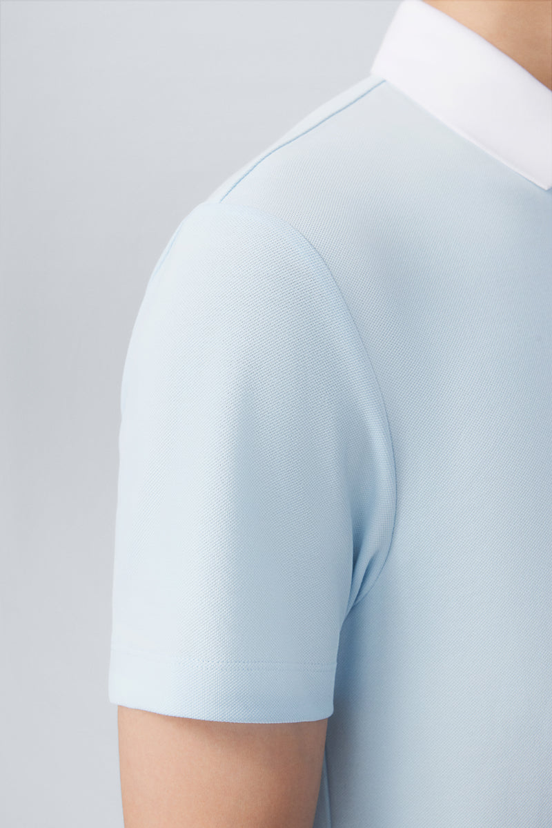 VISDRY™ Pique Contrast Collar Polo | Light Blue BLE237