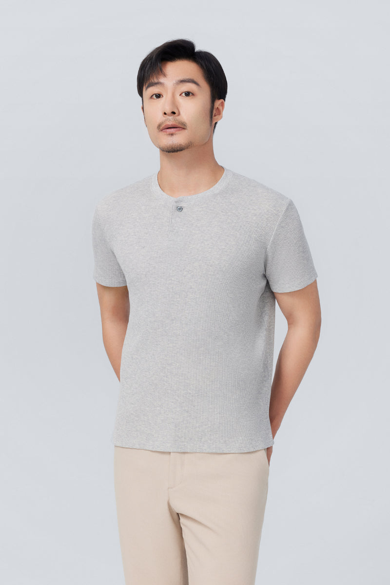 Regal Waffle Henley | Light Grey BC5038