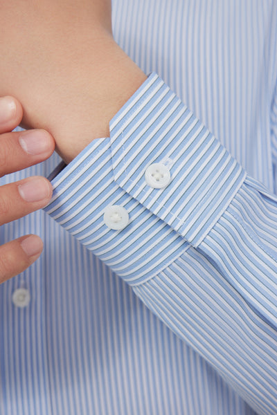 Wrinkle-Free Poplin Dress Shirt | Light Blue Stripes 25670N
