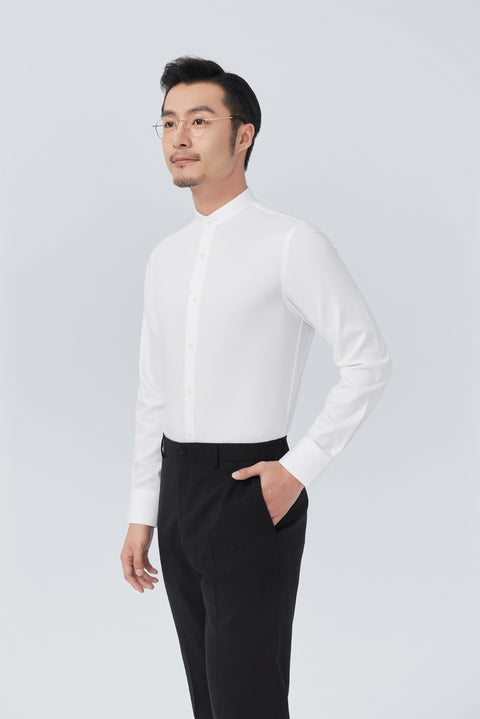 Wrinkle-Free Mandarin Collar Dress Shirt | White WH001Z