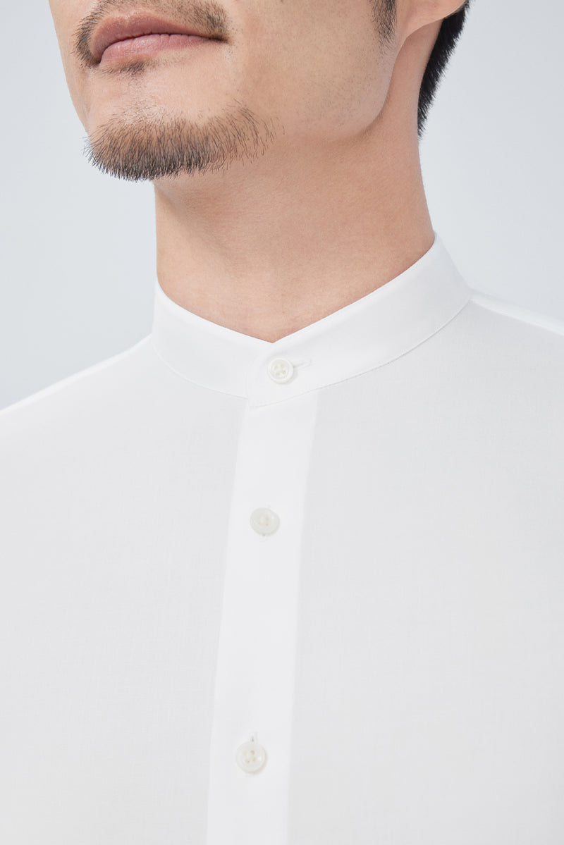 免燙中式領商務襯衫 |白 WH001Z