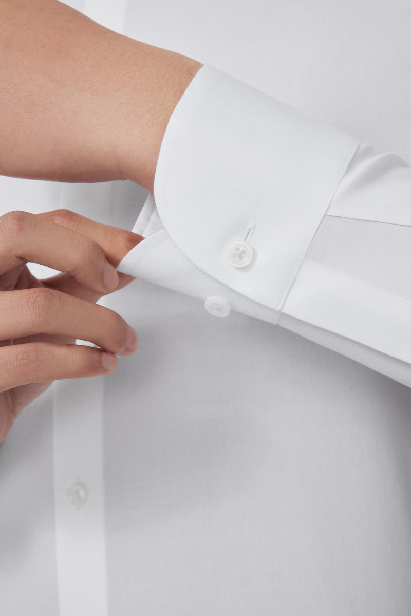 Wrinkle-Free Mandarin Collar Dress Shirt | White WH001Z