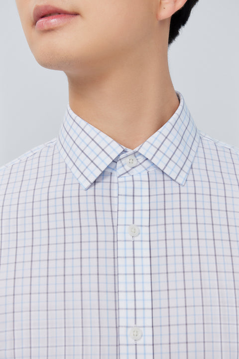 Wrinkle-Free Poplin Dress Shirt | White Multi-Check 25676N