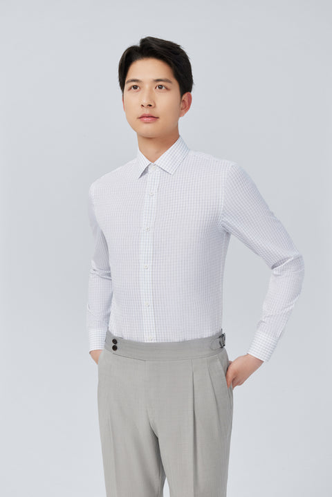 Wrinkle-Free Poplin Dress Shirt | White Multi-Check 25684N