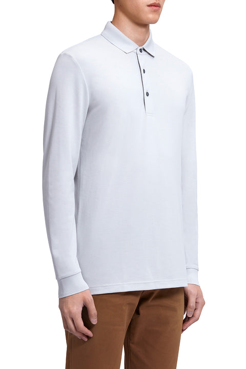 VISDRY™ Pique Long Sleeve Polo | Light Grey GYE008