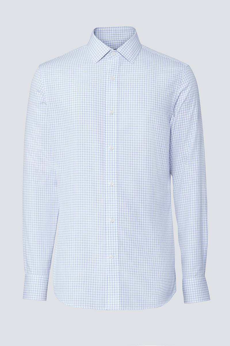 Wrinkle-Free Poplin Dress Shirt | Blue Check 16787N