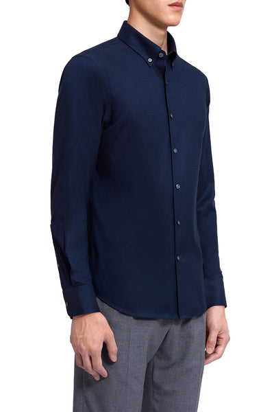 Light Flannel Button-Down Smart Shirt | Navy 3260KM