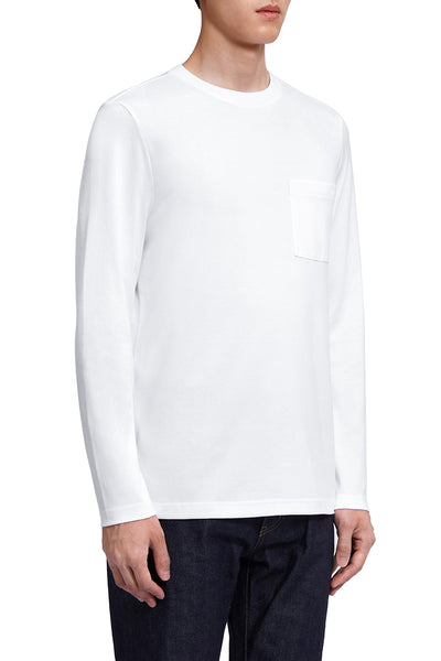 Regal Crew Neck Long Sleeve Pocket T-Shirt | White WH001Z