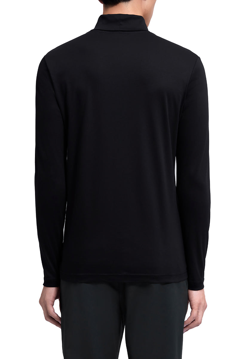 Roll Neck Long Sleeve T-Shirt | Black BKFD01
