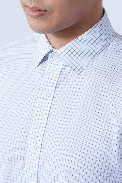 Wrinkle-Free Poplin Dress Shirt | Blue Check 16787N