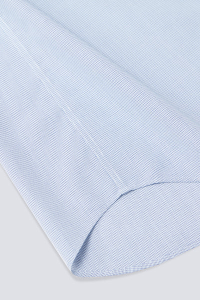Wrinkle-Free Poplin Short Sleeve Dress Shirt | Blue Check 16771N