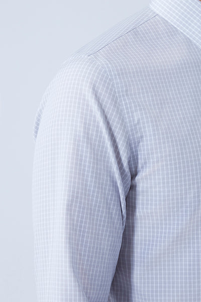 Wrinkle-Free Poplin Dress Shirt | Light Grey Check 16934N