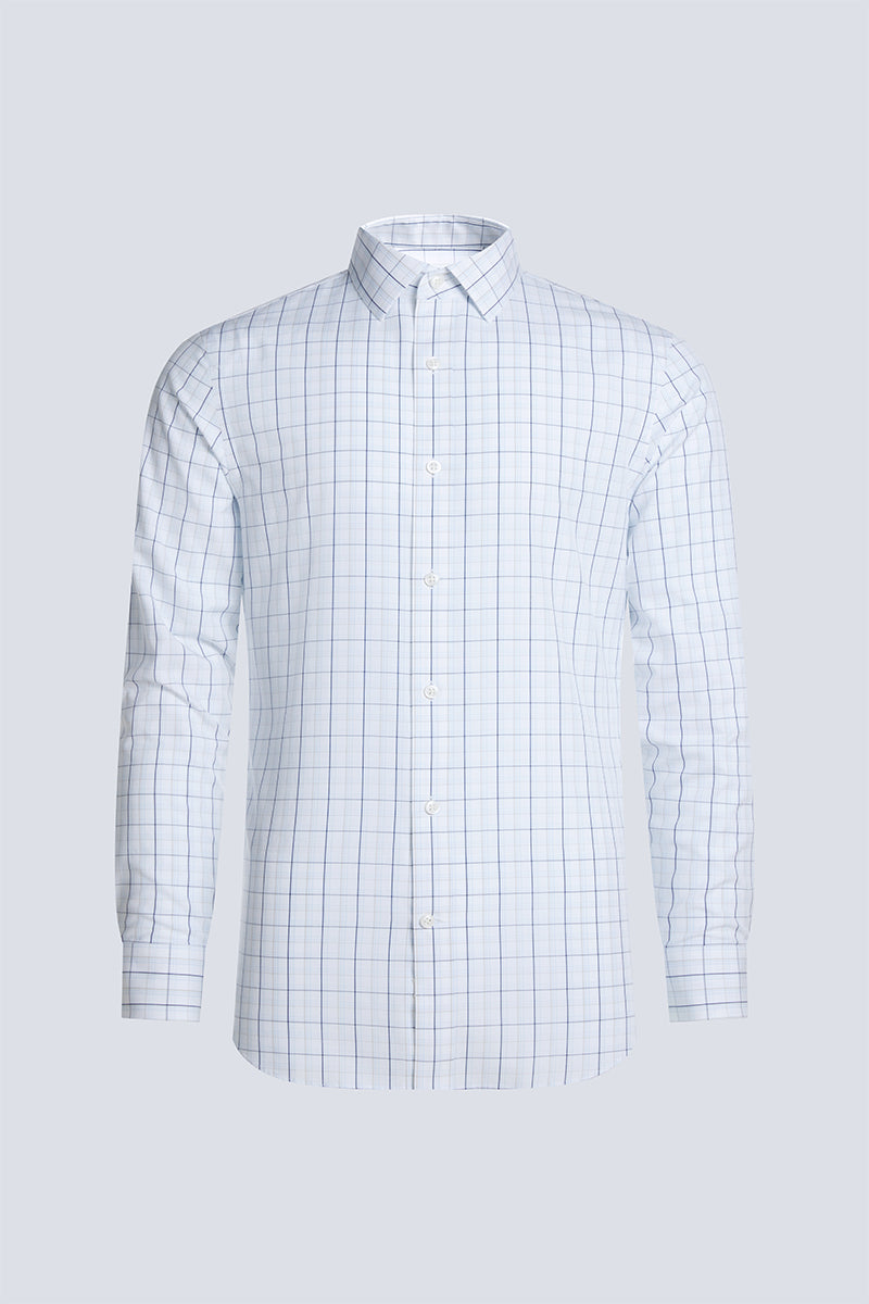 Wrinkle-Free Poplin Dress Shirt | White Multi-Check 15027N