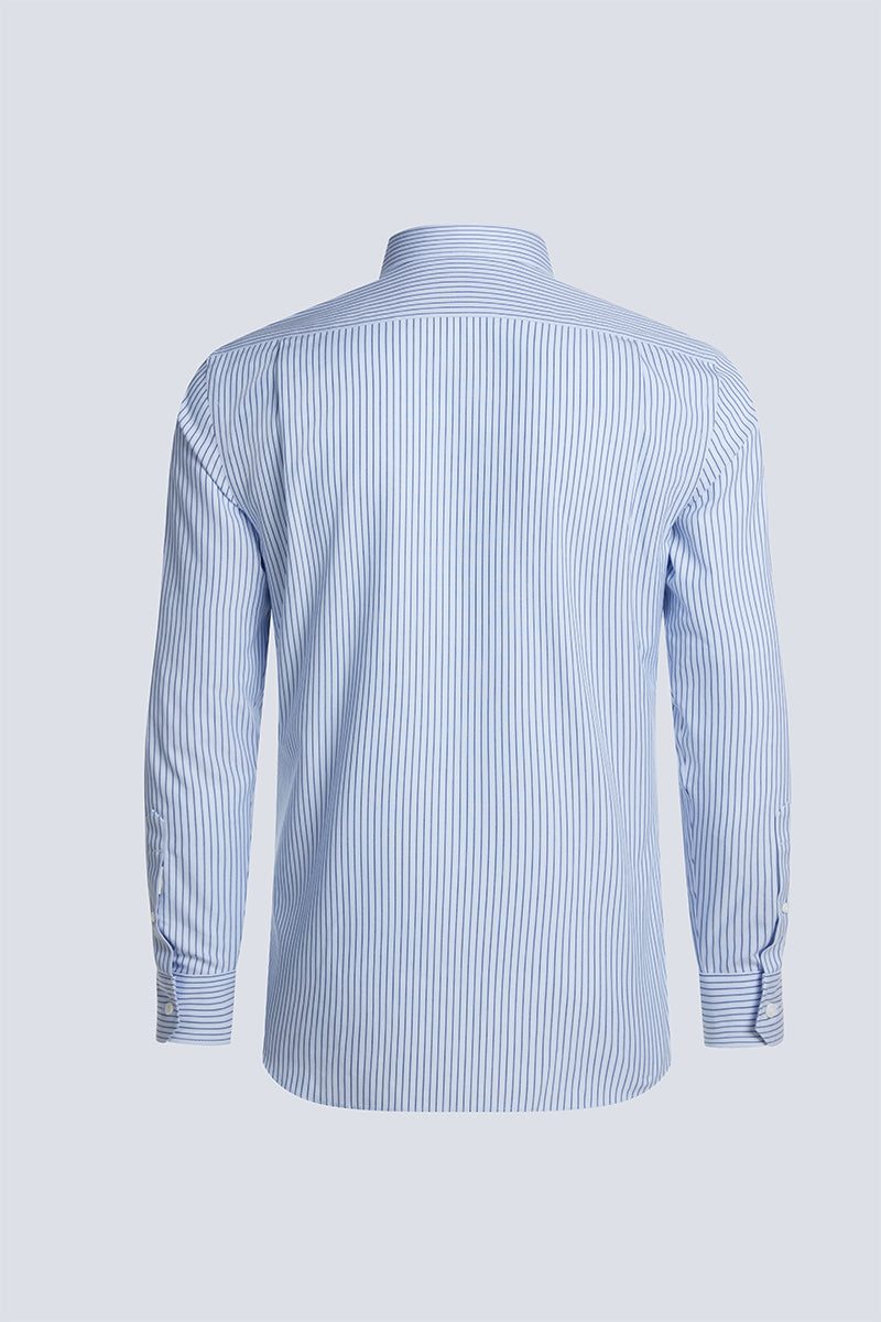 Wrinkle-Free Poplin Dress Shirt | Light Blue Stripes 14987N