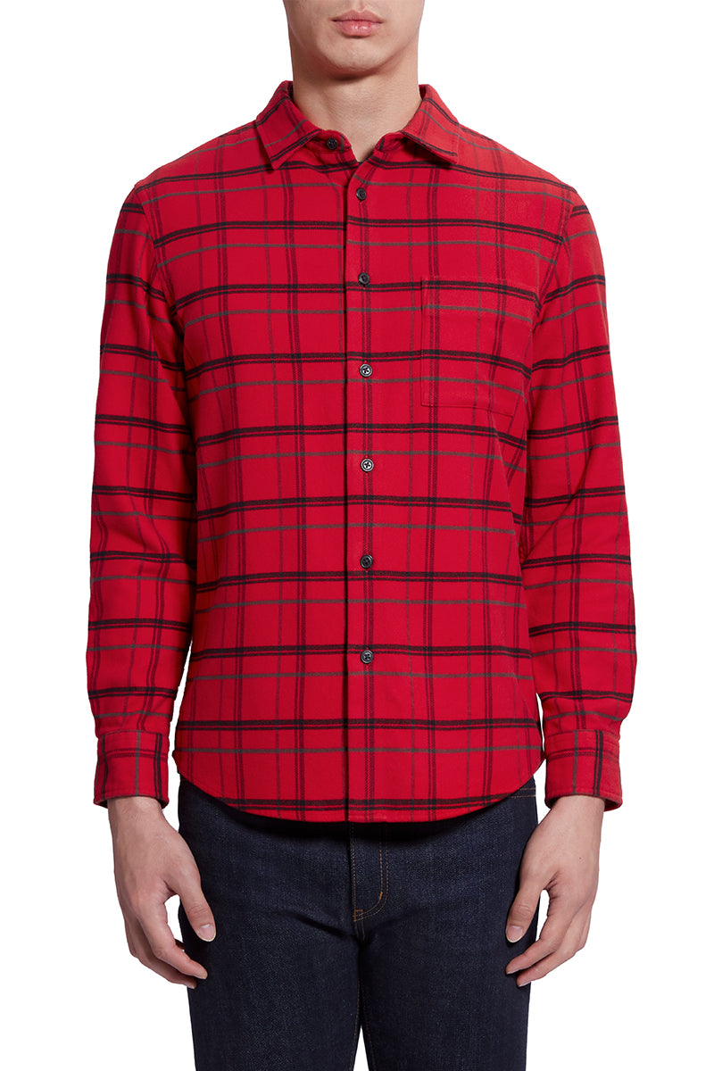 法蘭絨 休閒襯衫 |紅 格紋 16566N