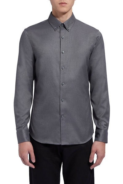 Light Flannel Button-Down Smart Shirt | Dark Grey 3434KM