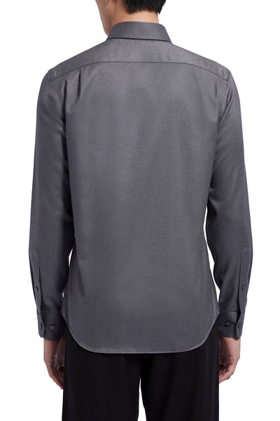 Light Flannel Button-Down Smart Shirt | Dark Grey 3434KM