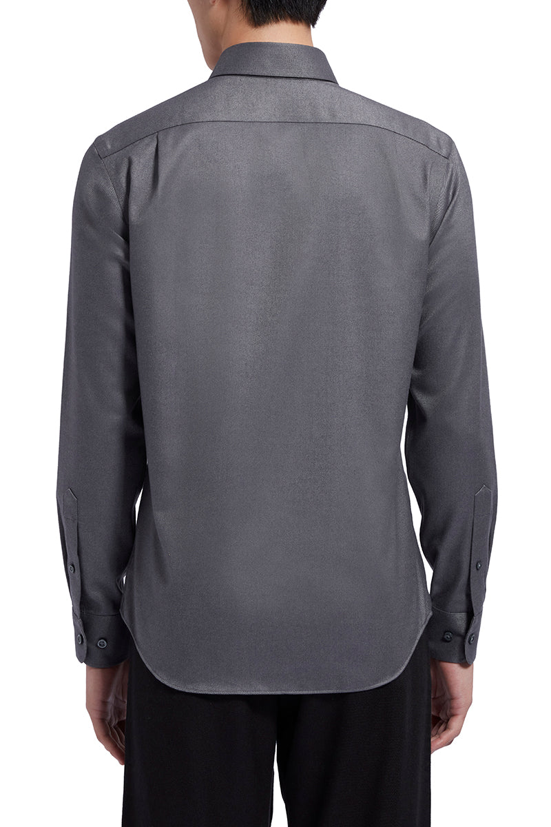 Light Flannel Button-Down Smart Shirt | Dark Grey 3434KM