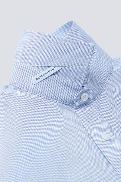 Wrinkle-Free Poplin Short Sleeve Dress Shirt | Blue Check 16771N