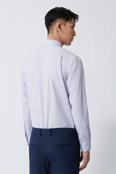 Wrinkle-Free Poplin Dress Shirt | Light Grey Check 16934N