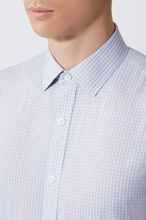 Wrinkle-Free Poplin Dress Shirt | Light Grey Check 16934N