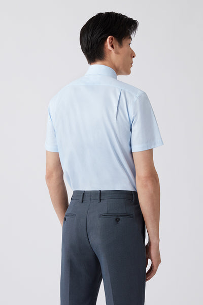 Wrinkle-Free Pinpoint Oxford Short Sleeve Dress Shirt | Light Blue Stripes 1581NZ