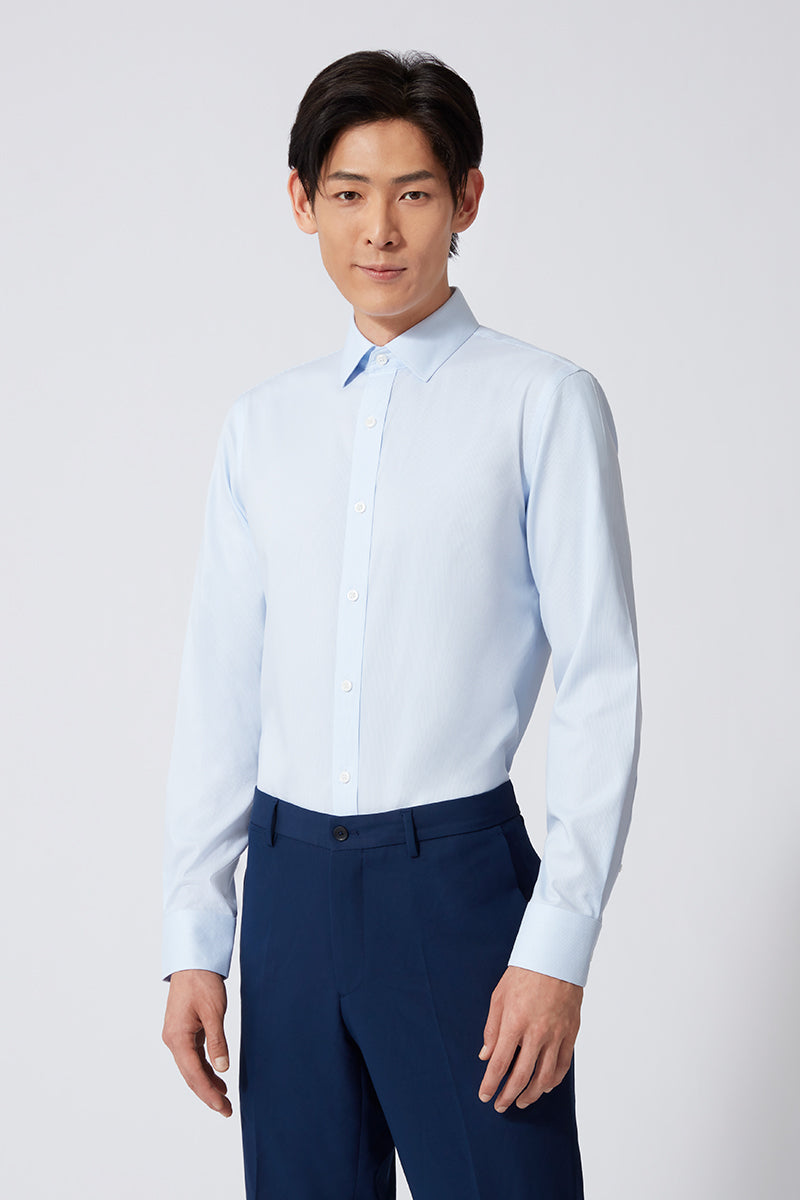 Wrinkle-Free Pinpoint Oxford Dress Shirt | Light Blue Stripes 1581NZ