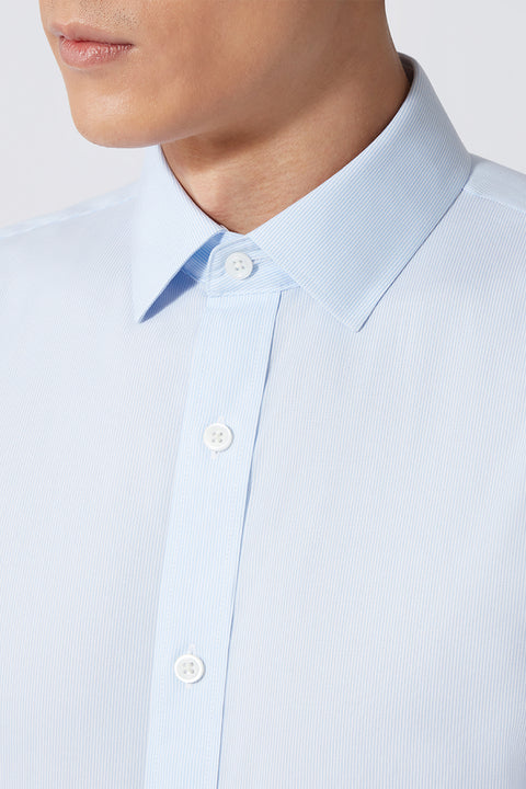 Wrinkle-Free Pinpoint Oxford Dress Shirt | Light Blue Stripes 1581NZ