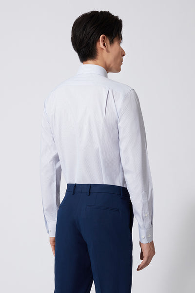 Wrinkle-Free Pinpoint Oxford Dress Shirt | Navy Stripes 1143NZ