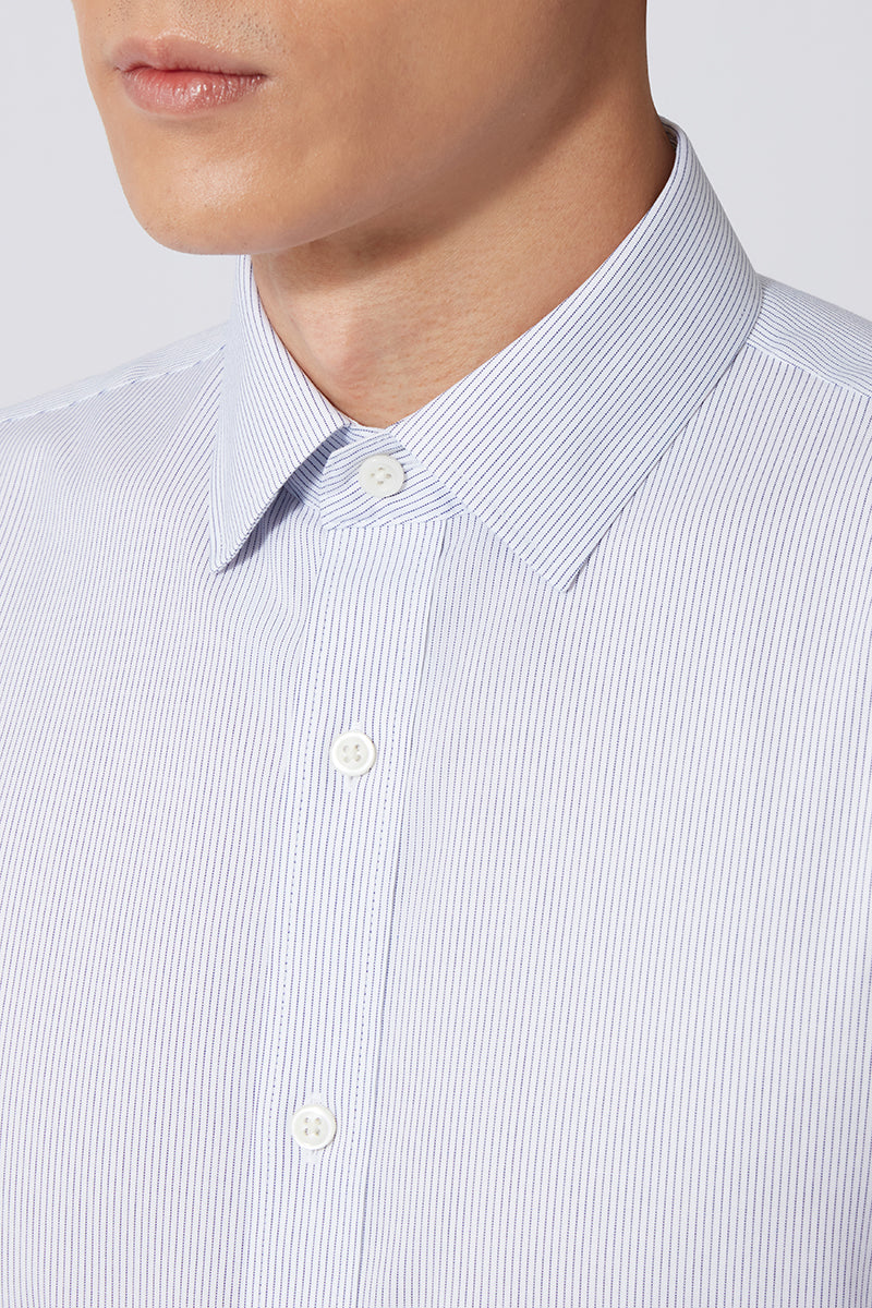 Wrinkle-Free Pinpoint Oxford Dress Shirt | Navy Stripes 1143NZ