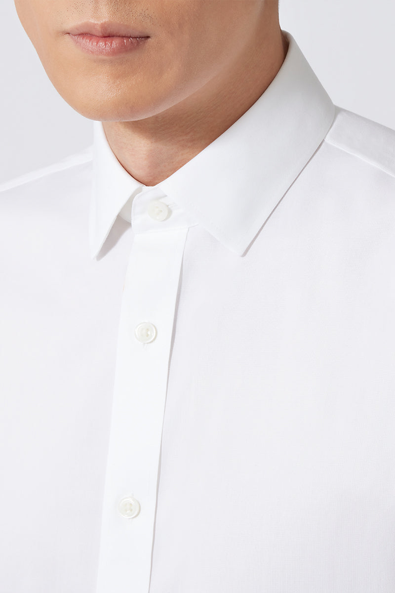 Wrinkle-Free Poplin Short Sleeve Dress Shirt | White WH001Z
