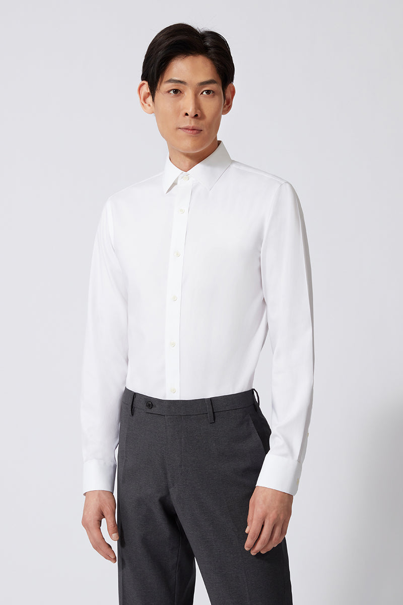 Wrinkle-Free Pinpoint Oxford Dress Shirt | White WH001Z