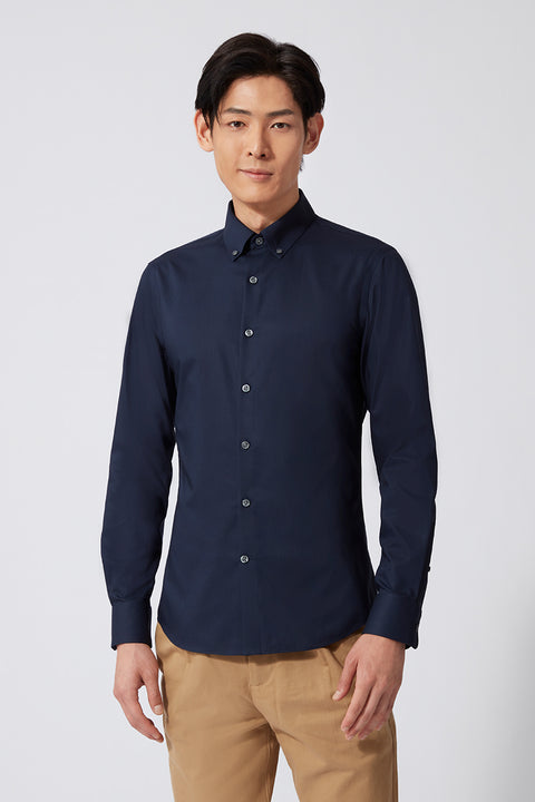 Poplin Button-Down Smart Shirt | Navy 0053KM