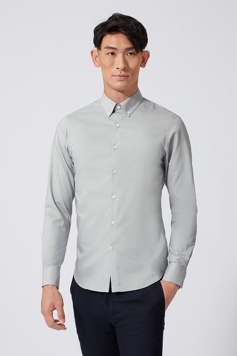 Poplin Button-Down Smart Shirt | Light Grey 040KMP