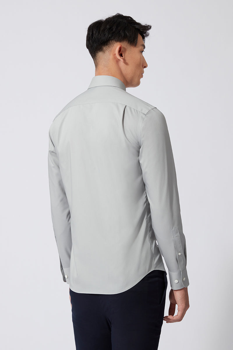 Poplin Button-Down Smart Shirt | Light Grey 040KMP