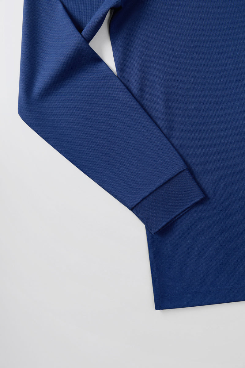 VISDRY™ Pique Long Sleeve Polo | Blue NYE073