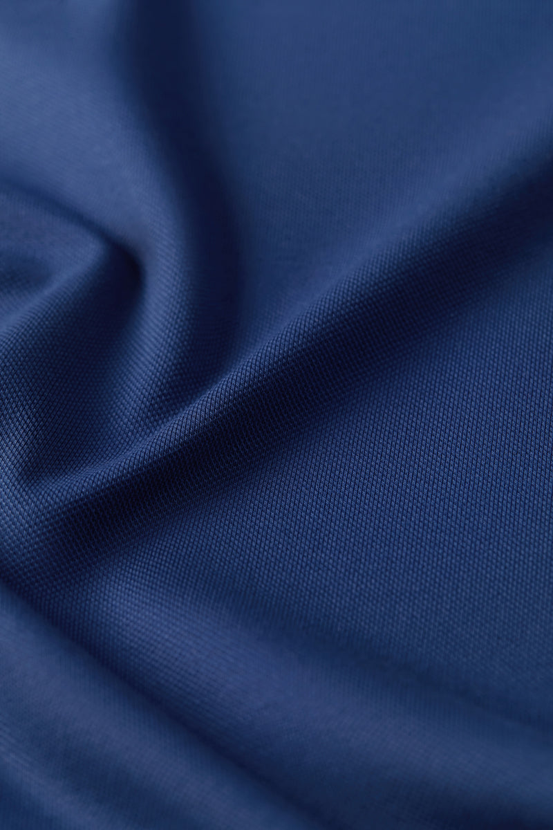 VISDRY™ Pique Long Sleeve Polo | Blue NYE073