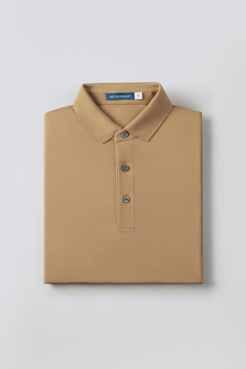 VISDRY™ Pique Long Sleeve Polo | Khaki KE0178