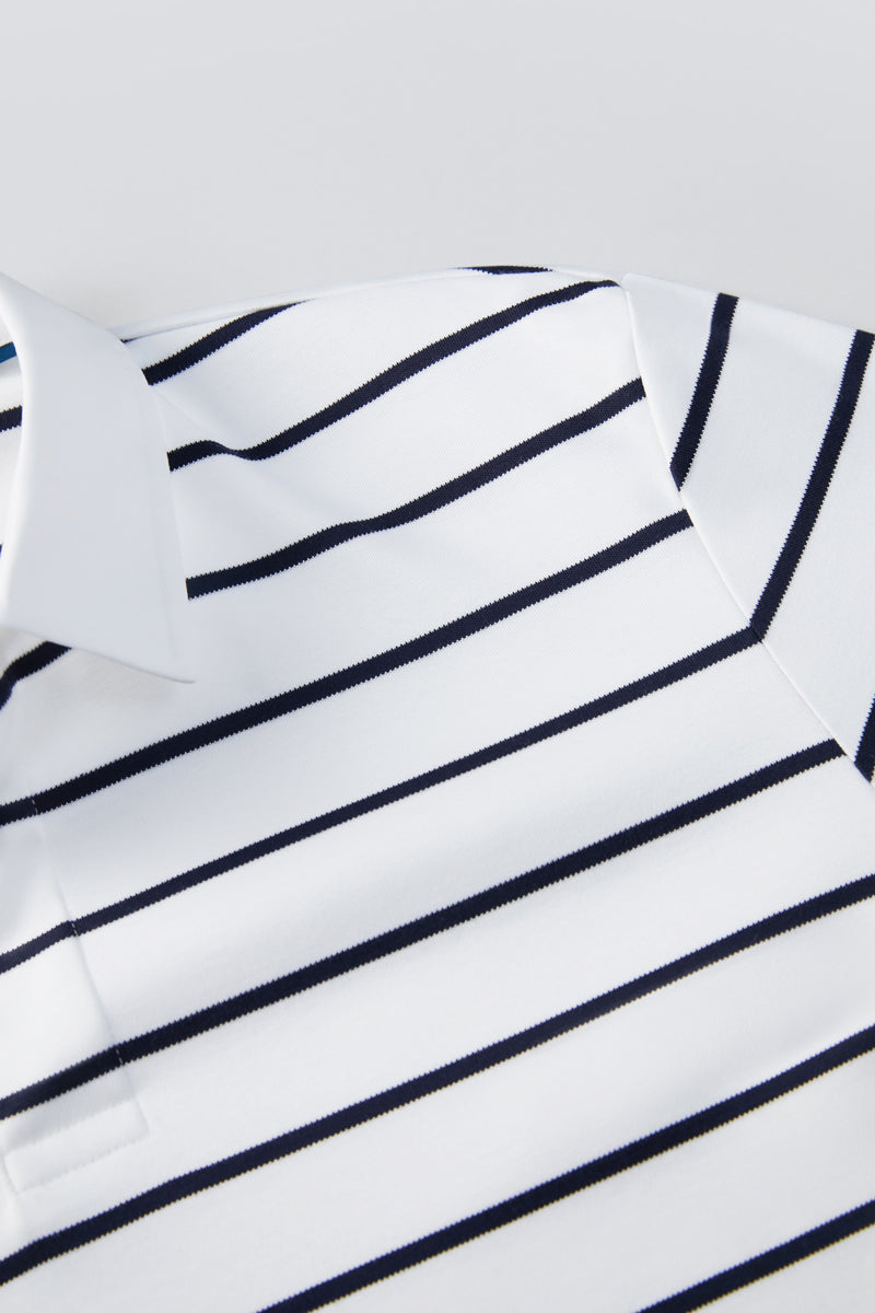 Regal Interlock Long Sleeve Rugby Shirt | White Multi-Stripes P05Z01